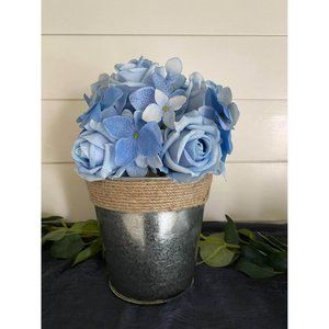2 pack | Rustic Metal & Burlap String Vase Container Wedding Home Centerpiece